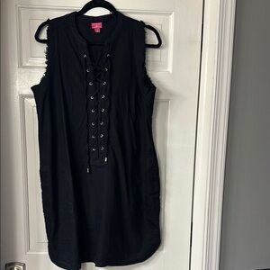 Trina Turk Black Lace-Up Midi Dress